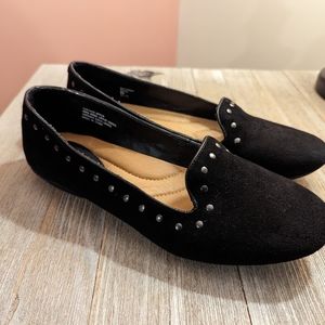 Earth Black genuine suede Slip On Flats. Worn once. Like new condition. Size 8B